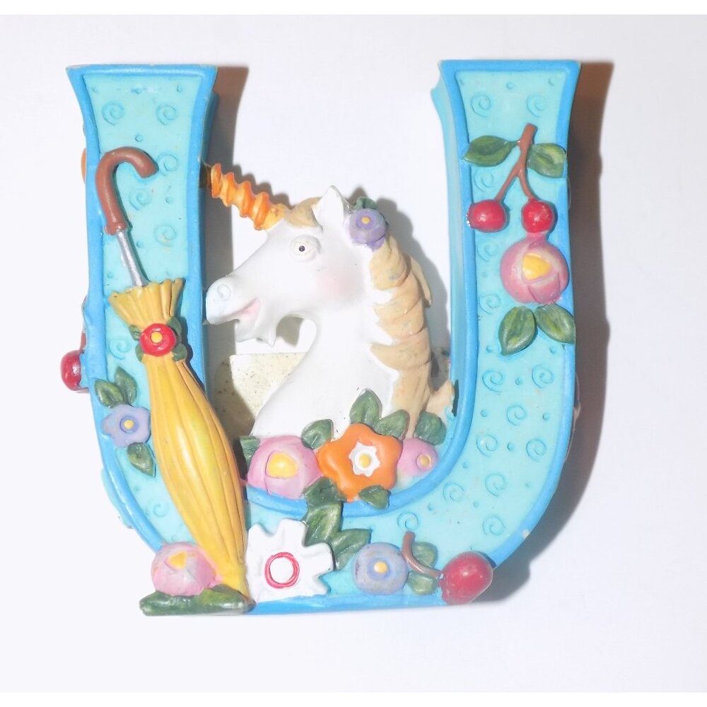 Vintage Mary Engelbreit Alphabet Letter Initial "U" Unicorn Umbrella 1999